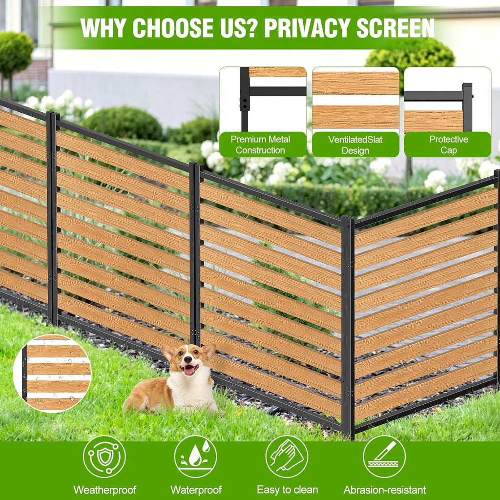 Metal Air Conditioner Fence 2 Panels - 40.27' W x 54.6' H Outdoor Privacy Screen, No Dig Wooden Privacy Screen for AC Unit, Trash Can, Pool Equipment, Yard Garden