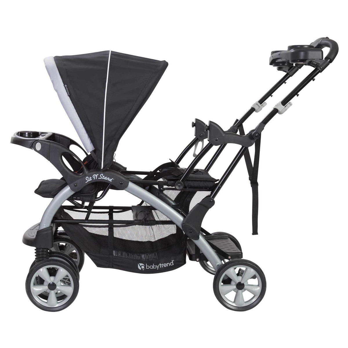 Baby Trend Double Infant and Toddler Stroller w/ Harness and Basket, Sit N' Stand, Stormy