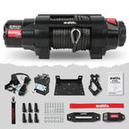 X-BULL New 12V DC 3000/5000/6000/13500Lb Electric Winch for Towing ATV/UTV, Boat, Off Road, Corded Control Recovery, Portable Synthetic Rope Electric Winch with Hawse Fairlead