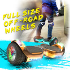 6.5-Inch Hoverboard with 10-Mile Range and 7 MPH Top Speed, Self-Balancing Electric Scooter with Dual Motors, Portable Design and Smooth Riding Performance. The compact 6.5-inch wheels provide responsive handling and easy control, while the rechargeable b