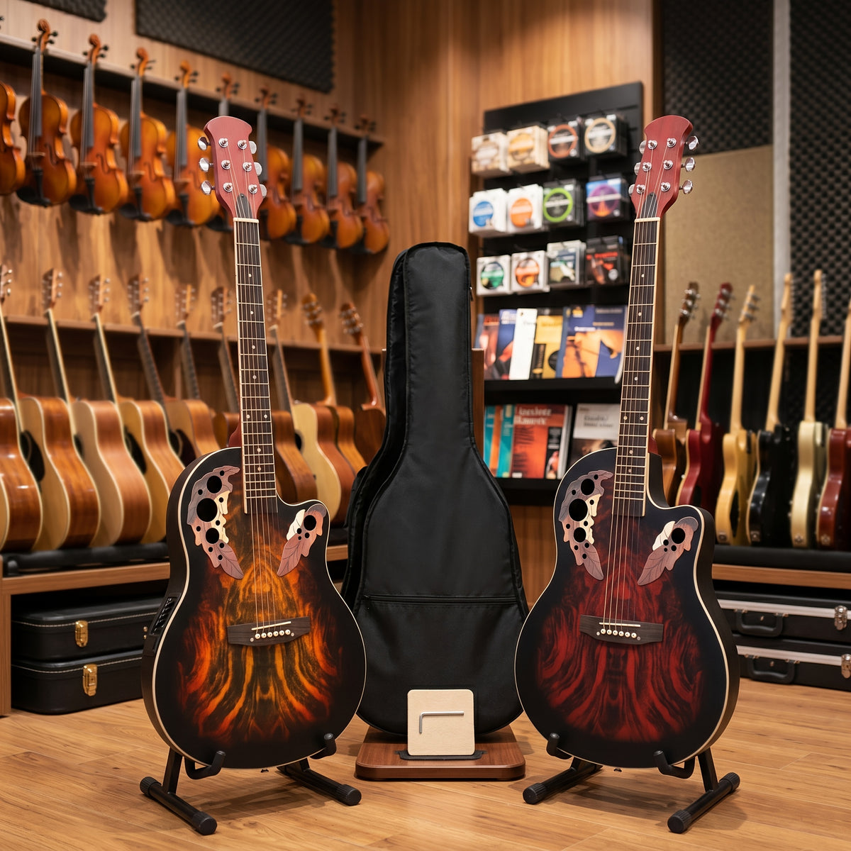 [Ideal Gift] 41-Inch Full-Size Guitar With Grape-Shaped Soundhole, Spruce Top, And Mahogany Fingerboard - Sunset Red Finish, Enhanced Tone And Playability, Suitable For All Music Styles, Ideal For Beginners And Guitarists. The Perfect Gift