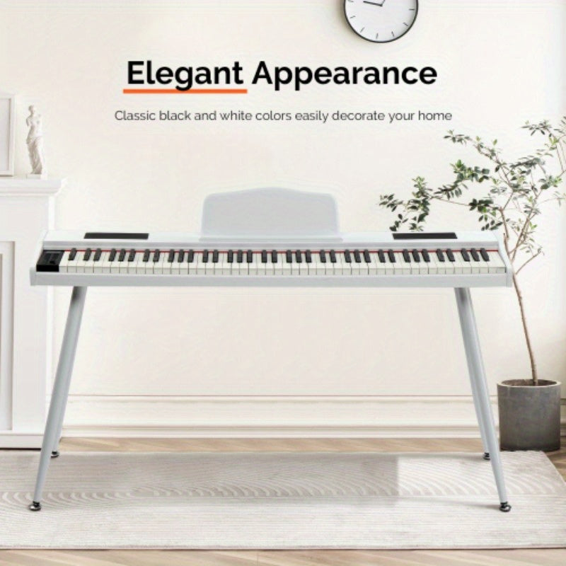 88 - Key Semi - Weighted Keyboard Digital Piano with Embedded Stand, White - GPP - 28.79/ 26.42gal