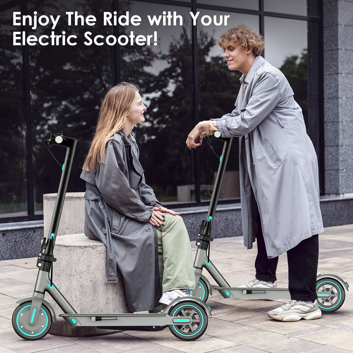Electric Scooter with 350W Motor, 8.5" Solid Tires, Display, 3-Speed, Long Range 15 Miles, Foldable And Portable - Scooter for Urban Commuting, Suitable for Adults, Gift for Family And Friends