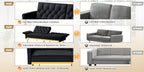 ACMEASE Velvet Sofa Bed Featuring Adjustable Armrests And Backrests, a Contemporary Recliner Sleeper Couch with a Tufted Design, a Convertible Loveseat Sofa with Golden Legs Suitable for The Living Room, Bedroom, Or Studio