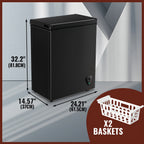 4.8 Cu.Ft Chest Freezer - Compact And Quiet Mini Freezer with Adjustable Thermostat And Two Removable Baskets - Small Deep Freezer for Home, Apartment, And Garage