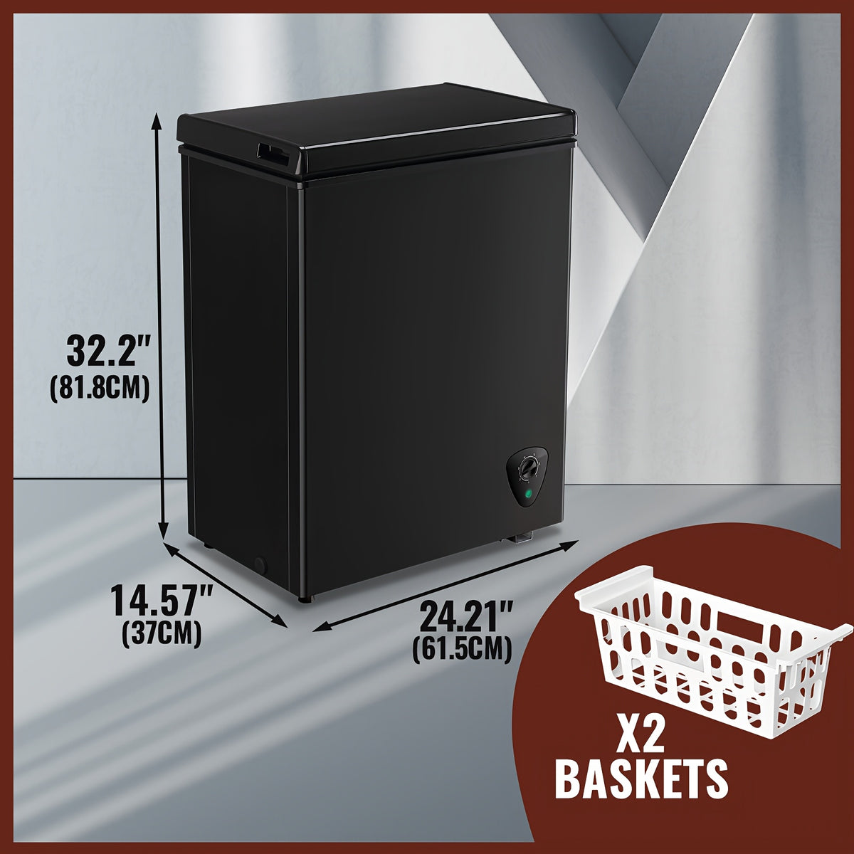 4.8 Cu.Ft Chest Freezer - Compact And Quiet Mini Freezer with Adjustable Thermostat And Two Removable Baskets - Small Deep Freezer for Home, Apartment, And Garage