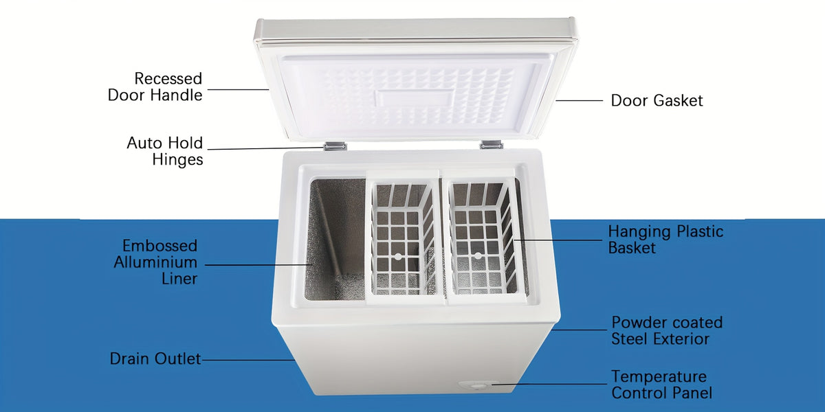 4.8 Cu.Ft Chest Freezer - Compact And Quiet Mini Freezer with Adjustable Thermostat And Two Removable Baskets - Small Deep Freezer for Home, Apartment, And Garage
