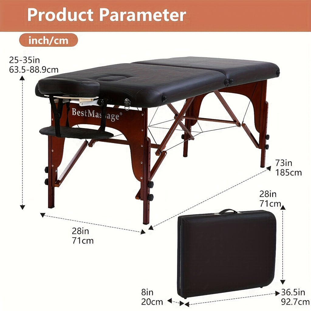 2 Fold Massage Bed Portable Massage Table Spa Bed Height Adjustable Lightweight Spa Table with Carry Case
