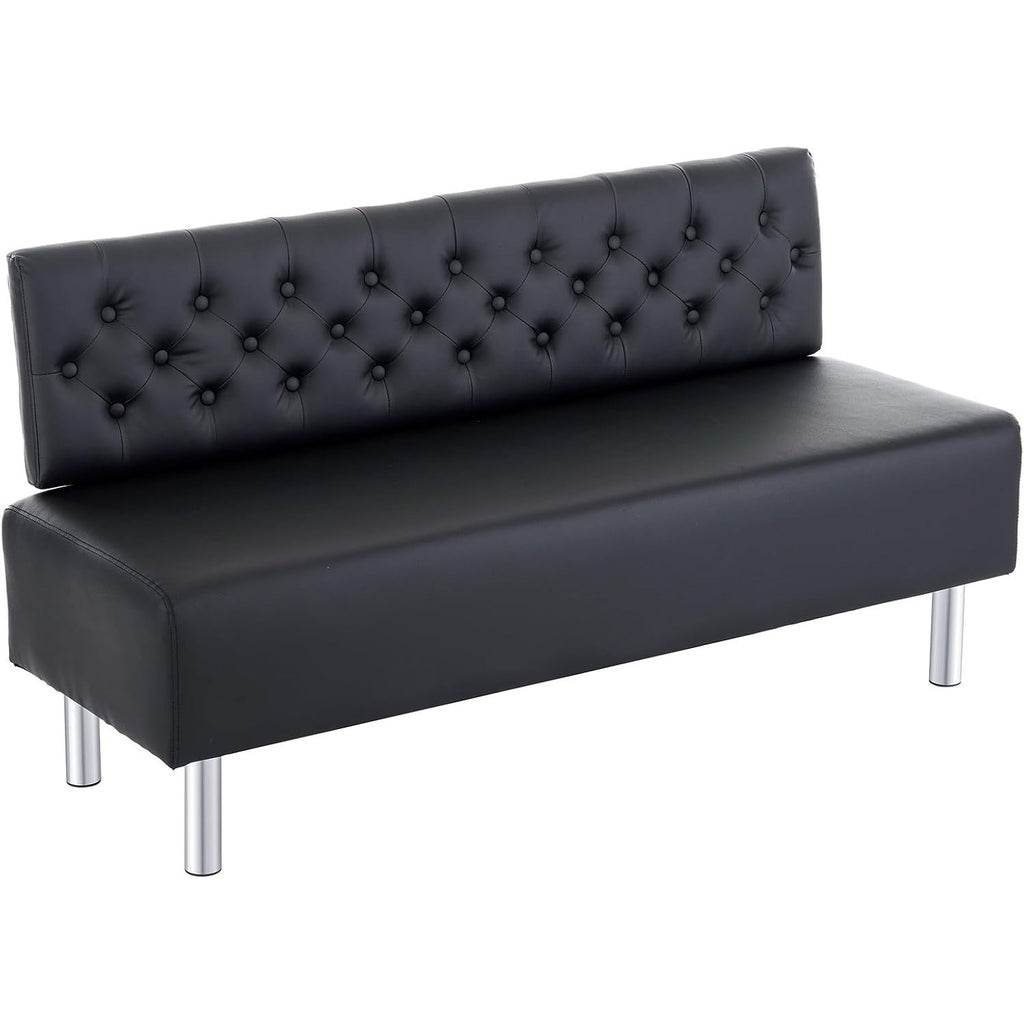 LEADZM Waiting Room Bench with Back, 58.6'' Office Guest Chair Upholstered Reception Seating, Lobby Furniture for Beauty Salon Barbershop Airport Bank Hall Room Conference, Button Tufted