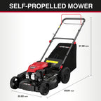 21" Self-Propelled Gas Lawn Mower with 165cc 4-Stroke Engine, RWD Gas Powered Mower for Large Yards & Hills, 3-in-1 Mulching/Bagging/Side Discharge, 6 Adjustable Heights