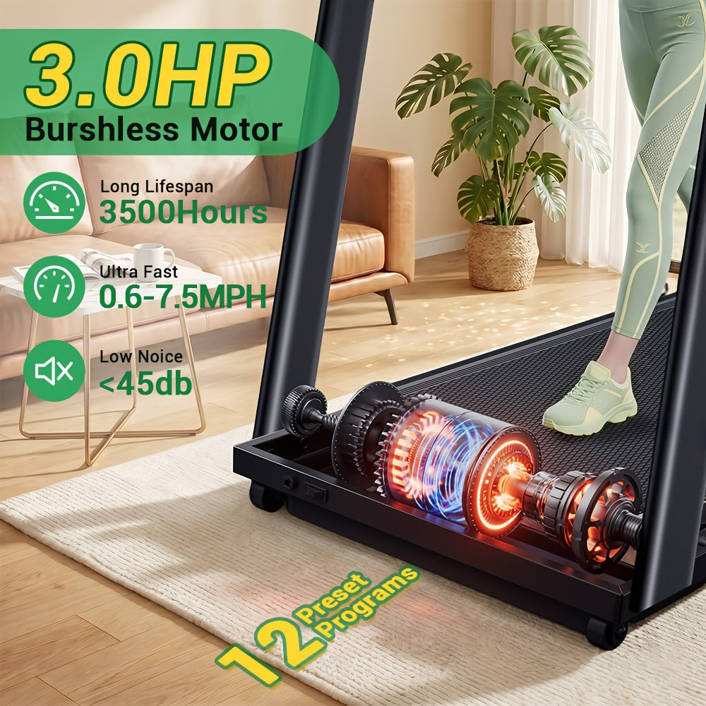 4-in-1 17% Incline Folding Treadmill for Home, 3.0HP Quiet Motor, 300 Lbs Capacity, 7-Layer Shock Absorption with Handrails