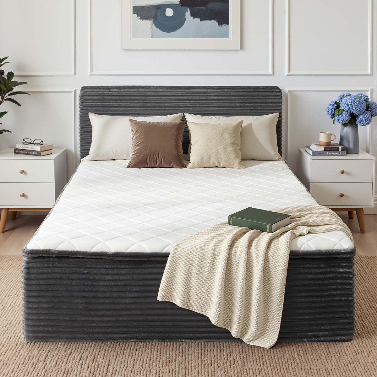 No Assembly Sofa Bed, All-in-One Design Shipped In A Compact Box. Unpack, Allow To Expand, And Use Same Day. Plush Fabric Bed & Couch With High Resilience Foam, For Living Room, Bedroom, Studio (Queen, Full, Twin)