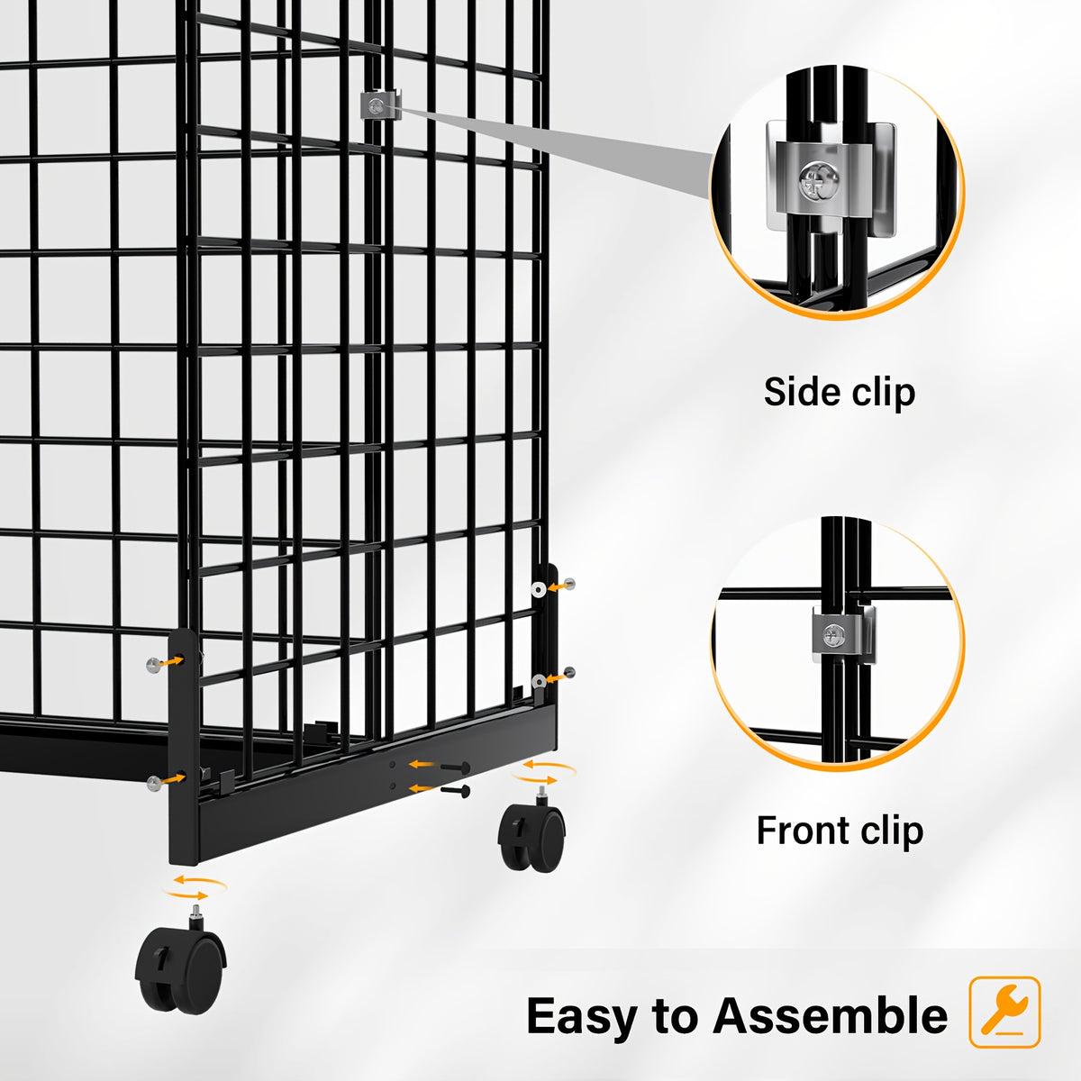 Bonnlo 5' X 2' Floorstanding Gondola Grid Wall Tower, Wire Grid Panel With Rolling Base And Hooks For Retail Display