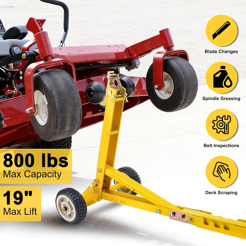 800 LBS Lawn Mower Lift Jack, Foldable Heavy Duty Zero Turn Mower Jack, Compatible with ZTR, Commercial And Walk-Behind Mowers, Comes with Installation Guide