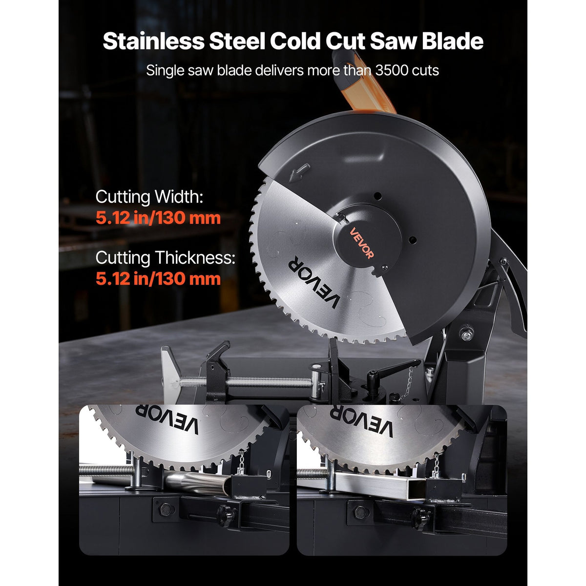 VEVOR Chop Saw, 7-14-inch Stainless Steel Cold Cut Blade,1200W (120V/60HZ)/2000W (120V/60HZ)/3500 W (240V/60HZ) Powerful Brushless Motor, 750-1200 r/min Adjustable Speed, Metal Cutting Chop Saw for Metal Square and Flat Tubes, I-Shaped Steels