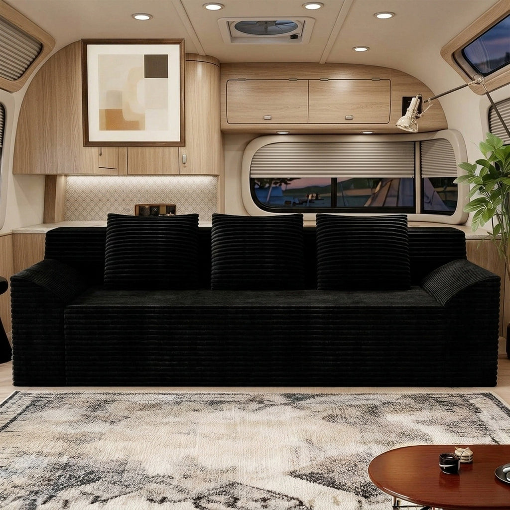 42"/70.8" RV Oversized Corduroy Sofa, No Assembly Soft Plush Couch for RV Camper, Modern Deep Seat Living Room Bedroom Sofa