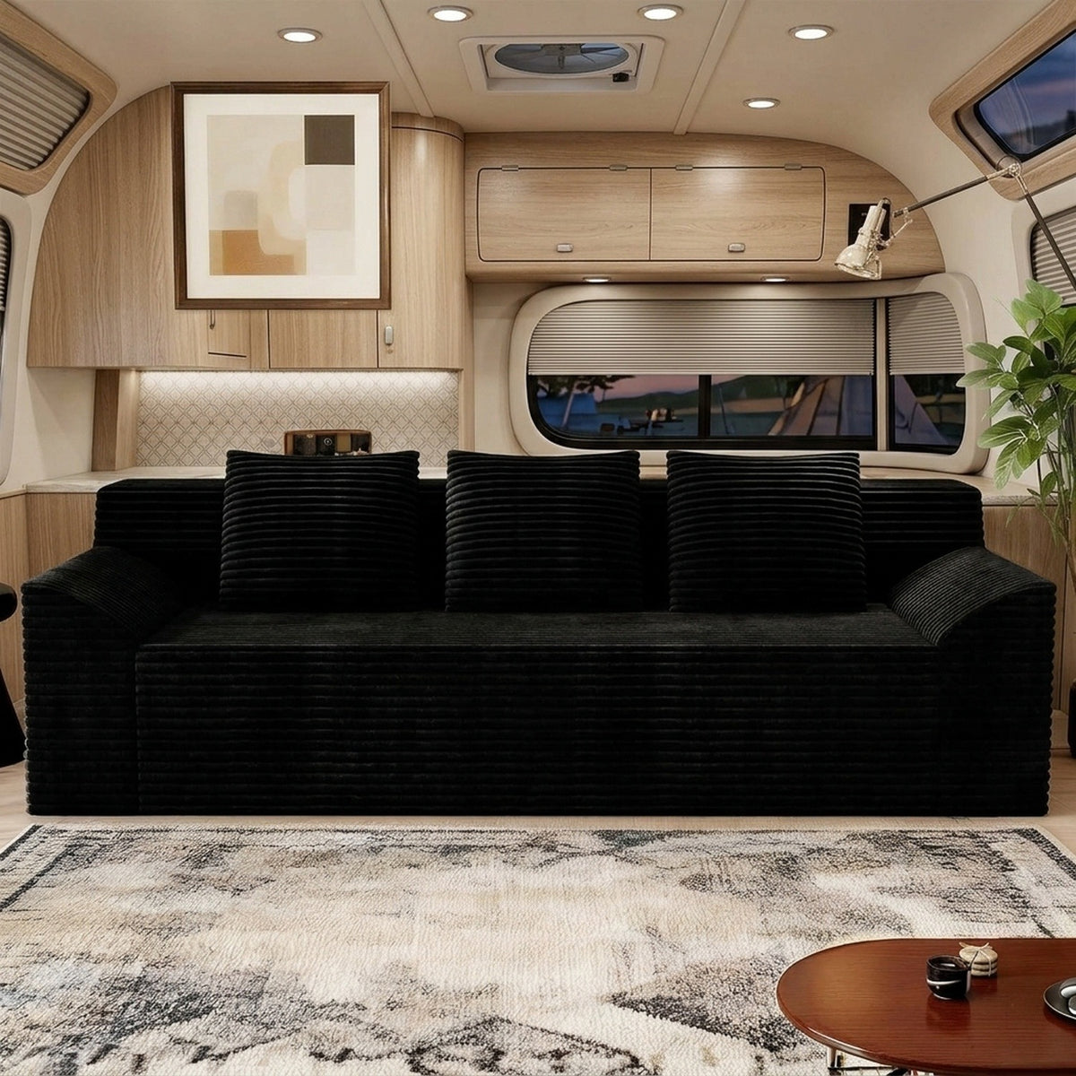 42"/70.8" RV Oversized Corduroy Sofa, No Assembly Soft Plush Couch for RV Camper, Modern Deep Seat Living Room Bedroom Sofa