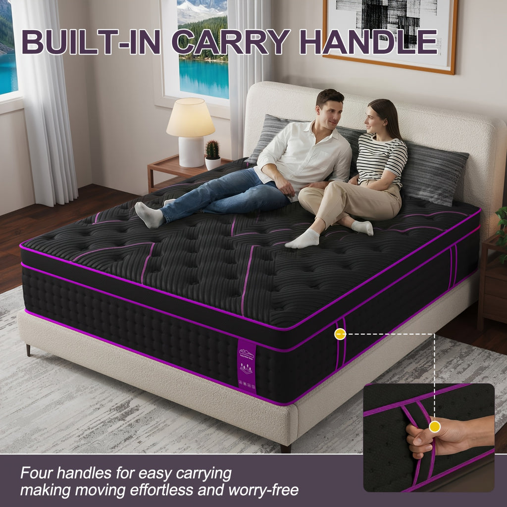 12-Inch/14-Inch Hybrid Mattress, Twn, Full Queen &King Sizes, Ergonomic Support, Individually Wrapped Springs & Memory Foam, Medium Firm