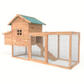 GOJOOASIS 80" Chicken Coop For 2-4 Chickens Outdoor Wooden Hen House Poultry Pet Hutch For Backyard W/Run Cage & Nesting Box, Without Battery