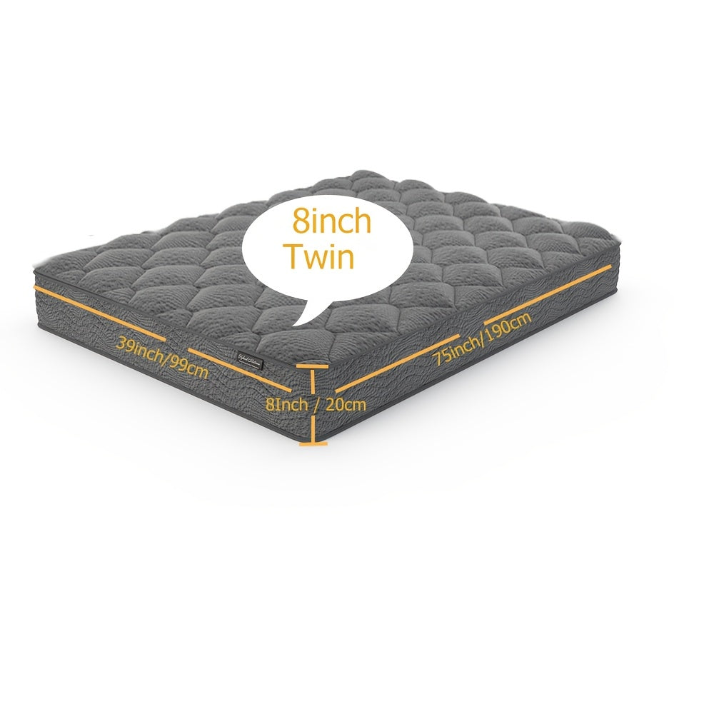 8/10/12 Inch Mattress in Twin, Full, Queen, And King Sizes - Ergonomically Designed, Medium Firm Hybrid Mattress, Offering Luxurious Comfort with Pocket Springs, Grey Quilted Cover, Bed Mattresses