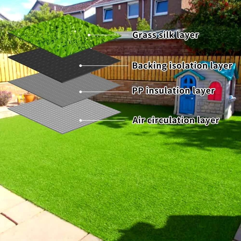 6ft X 22ft/ 6ft X 32ft Artificial Grass Turf, 132/192 Sq Ft Green Synthetic Lawn Roll With 0.7in Pile Height, Fast-Drainage Outdoor Grass For Patio, Balcony, Garden & Pet Area, Installation Tools Included