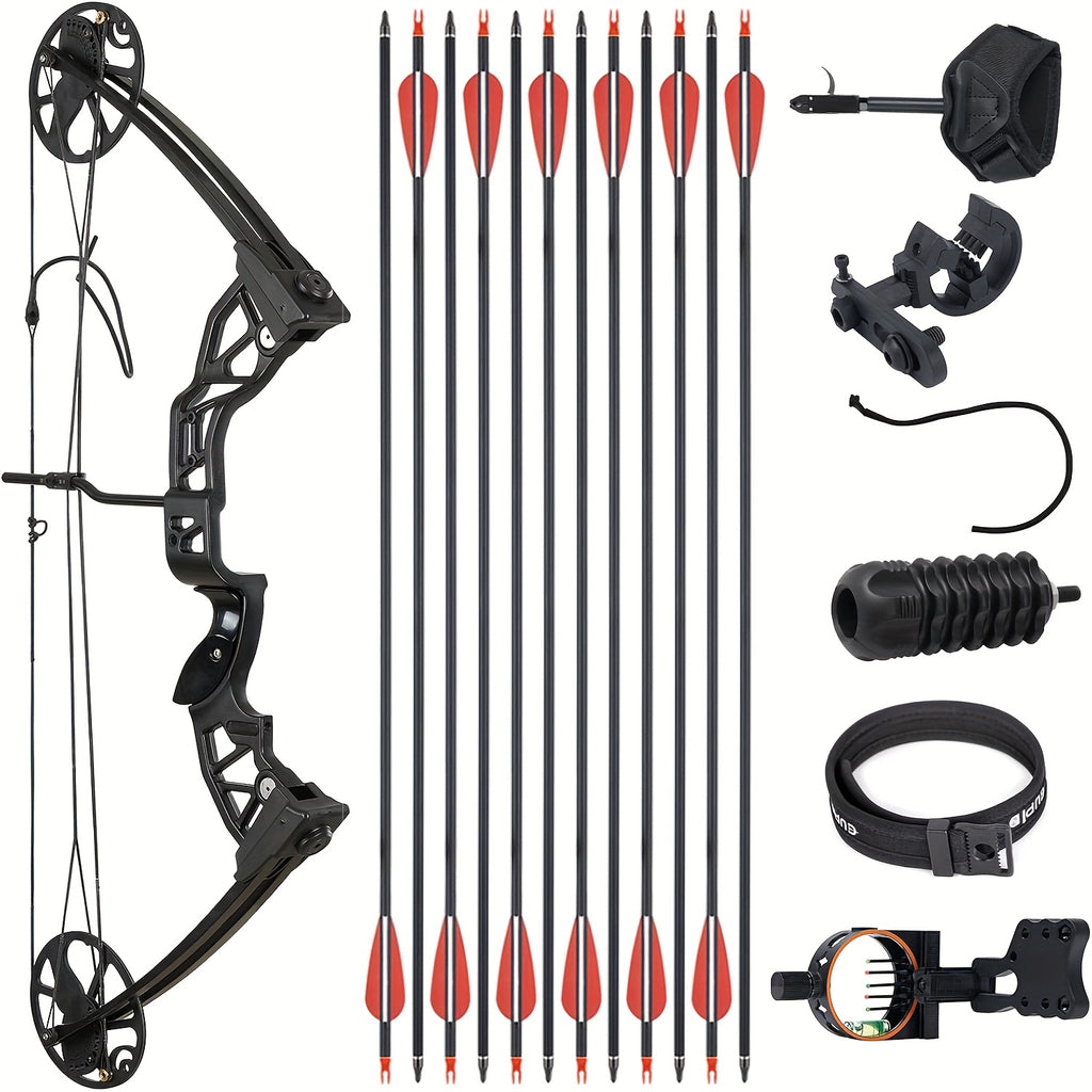 SF Archery Compound Bow Set, 30-70 Lbs Draw Weight Adjustable, 19"-30" Draw Length, Hunting Compound Bow Kit for Adults, Youth, Beginners, Outdoor Shooting, Right Hand