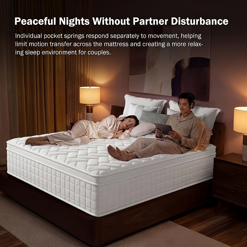 8''/10''/12''/14'' Inch Hybrid Queen Mattress in a Box - Gel Memory Foam And Pocket Springs for Back, Soft And Plush Fiberglass-Free Bed