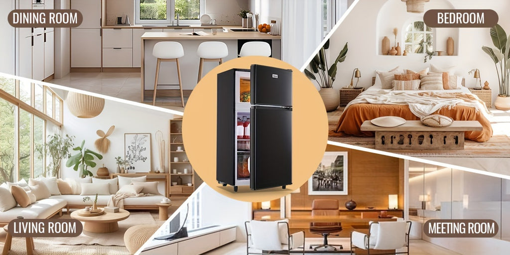 Mini Refrigerator with Separate Freezer and 7-Level Thermostat — WANAI Black, 3.5 or 4.5 Cu. Ft.