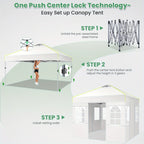 10x10ft One-Push Pop-Up Canopy Tent with 4 Removable Walls for Adjustable Outdoor Event Shelter