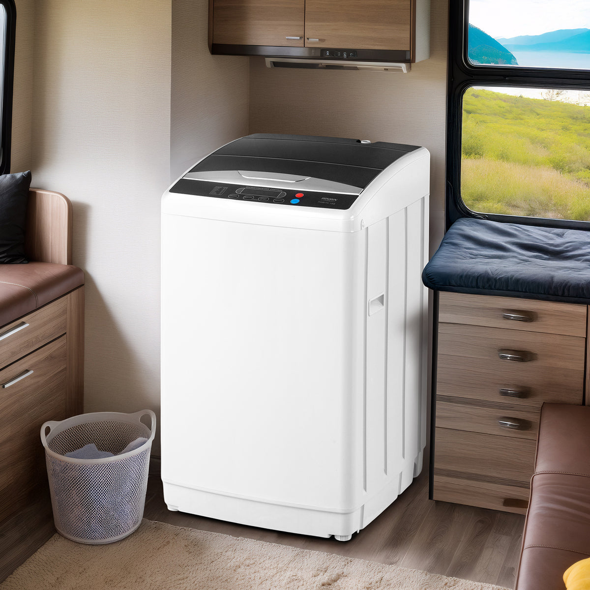 Portable Washing Machine - Compact Twin Tub Mini Washer & Spin Dryer Combo with Built-in Gravity Drain, 110V Electric Laundry Machine for Apartments, Dorms, RV, Camping - Energy Efficient, Quiet, Space Saving, No Installation Required, Quick Wash, Low Wat