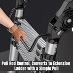 Ladders14 FT A-Frame Extension Ladder, Step Ladder Heavy Duty Stainless Steel Telescoping Ladder with Stabilizer Bar, 350 Lbs Capacity Multi-Position Ladder for Home, Indoor, Outdoor, Stairs, Roof, Folding Storage Ladder