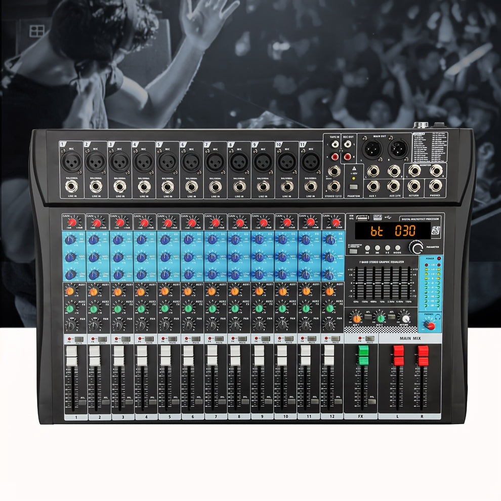 [Live Concert, Wedding DJ] Pro Audio Rack 8/ 12/ 16-Channel Mixing Console: Smartphone Wireless Control Via App, Studio-Grade 48V Phantom Power, 256 Multi-Fx with Parametric EQ | for Live Concert, Pub Stage, Wedding DJ And Corporate Events
