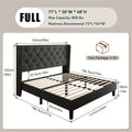 Valnase Modern Style Platform Bed Frame with 24"H Button Tufted Headboard, Solid Wood Slats Support, Artistic Legs Design - Dark Grey/Light Grey/Black Linen & White Velvet Options, Bed Frame for Home Bedroom