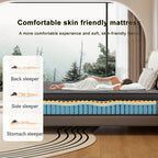 ENSHUI 12 Inch Hybrid Mattress - Twin/Full/Queen/King Size, Cooling & Pressure-Relieving Gel Memory Foam, Hypoallergenic, Medium Top, No Power Needed, White & Blue Mattress in Box, Bedroom Furniture, Sleek Bedroom Decor, Pocketed Coil Construction