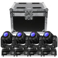4pcs Wiht Flight Case Moving Head LED DJ Party Light RGBW 8 Pattern Shake Disco Light with Sound Activated Spotlight for Church Wedding Live Show Moving Head Lights