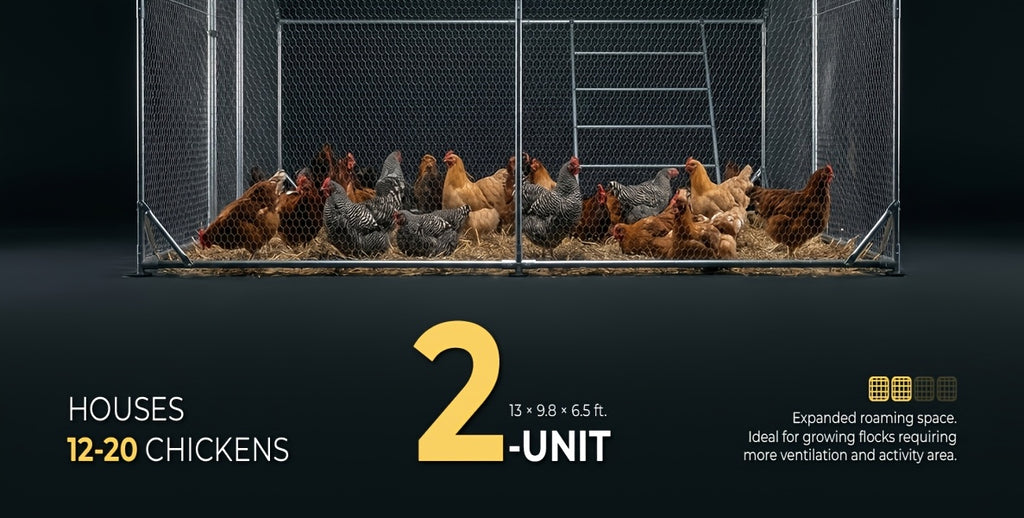 Heavy Duty Reinforced Chicken Coop Walk In Chicken Run with Waterproof Cover Large Metal Poultry Cage Outdoor Chicken Pen with Free Chicken Roosting Ladder
