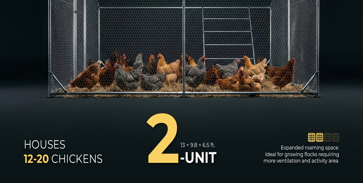 Heavy Duty Reinforced Chicken Coop Walk In Chicken Run with Waterproof Cover Large Metal Poultry Cage Outdoor Chicken Pen with Free Chicken Roosting Ladder
