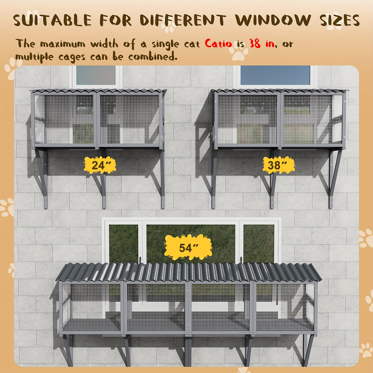 [Wooden Cat Window Box] Expandable Wooden Cat Window Box - Large Cat Catio, Waterproof Multi Cat Window Perch for Safely Enjoying Outdoor Sights