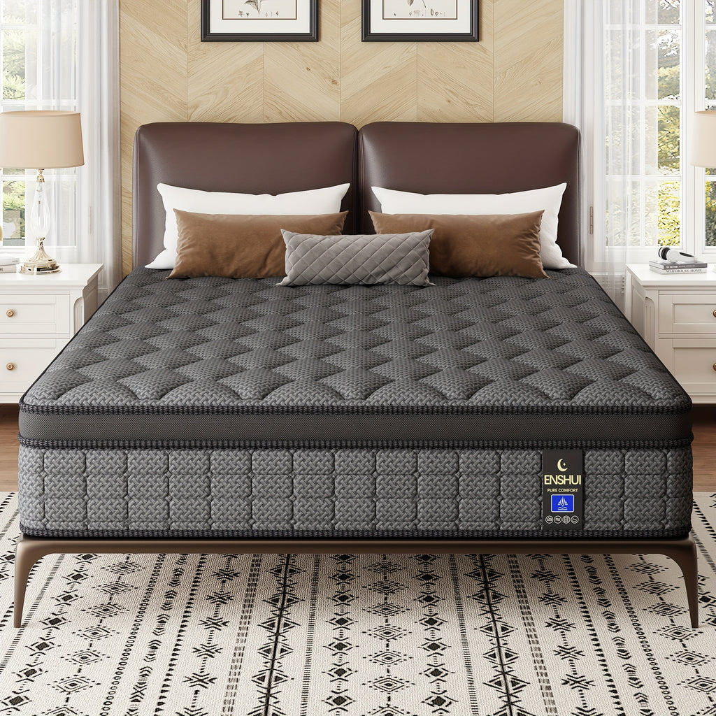 12-Inch/14-Inch Queen Size Mattress, Deep Sleep Memory Foam Hybrid Euro Top Mattress - 7-Zone Design - Ideal Lumbar Support for Ultimate Comfort - Available in Twin, Full, Queen, And King Sizes