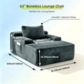 47.25 Inch Wide Chaise Lounge Chair Indoor, Oversized Upholstered Flannel Boneless Sofa Bed With 3 Pillows And Side Pockets, Deep Seat Sleeper Couch Reading Chairs, Cloud Sofas Couches For Living Room, No Assembly Required