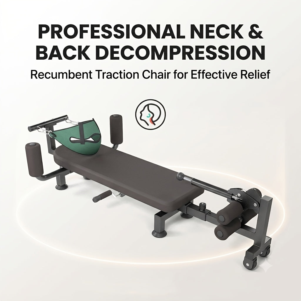 Neck And Back Stretching Table, Multi-Speed Adjustable Cervical And Lumbar Spine Stretching Bench, Portable Home Spinal Extender with Rolling Wheels, Suitable for Home Stretching And Relaxation. Fitness for Adults, Dedicated to Stretching