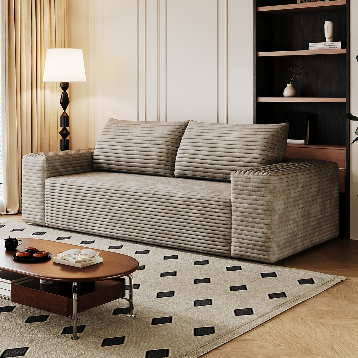 Boneless Sofas for Living Room, 71" Modern 2-Seater Sofa with Deep Seat, Comfy Cloud Sofa with Corduroy Fabric, No Assembly Couch, Loveseat Sofa for Bedroom, Dorm