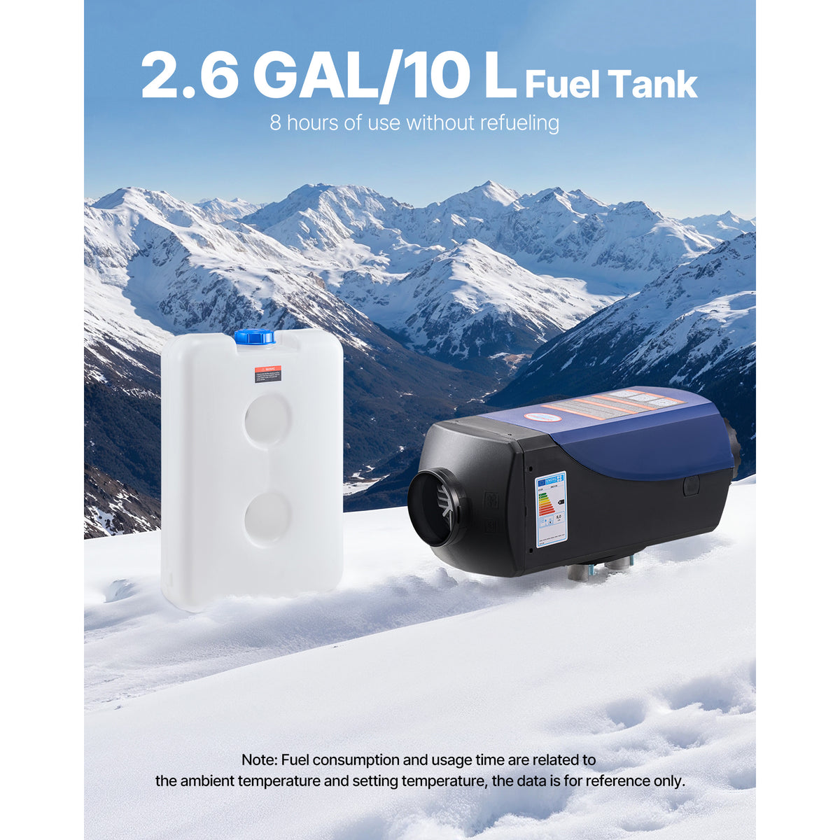 VEVOR Diesel Heater Portable Diesel Air Heater 8KW DC 12V/24V 2.6 Gal Tank