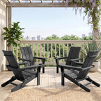 LEASBAR Folding Adirondack Chair Outdoor Fire Pit Chair For Patio Garden Backyard Pool Deck With Phone Holder And Cup Holder, Heavy All-Weather HDPE Comfortable Campfire Chairs Poolside Lawn 1pc, 2pcs, 3pcs(2pcs Chair+1table), 4pcs