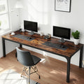 79-Inch Executive Office Desk, Rectangular Computer Workstation with a Metal Frame, Suitable for Two Users in a Home Office