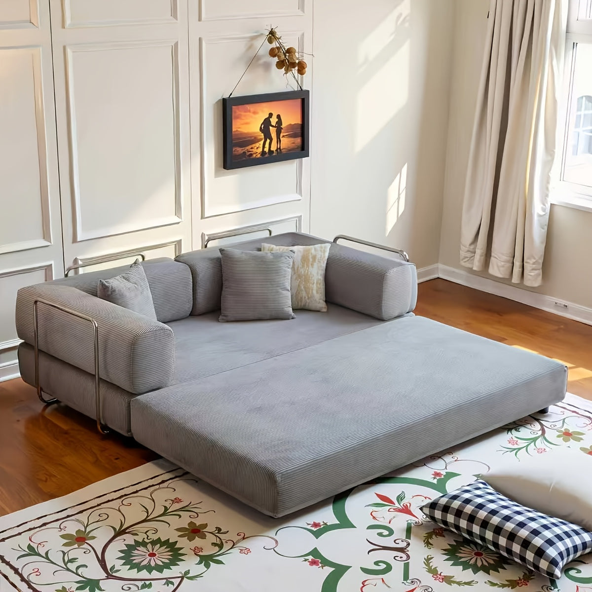 Boneless Sofa Bed, Modern Cloud Couch Folding Sofa Bed, Modular Sofa In A Box Compressed Memory Foam Sofa with Washable Sofa Cover for Living Room, Bedroom, Apartment