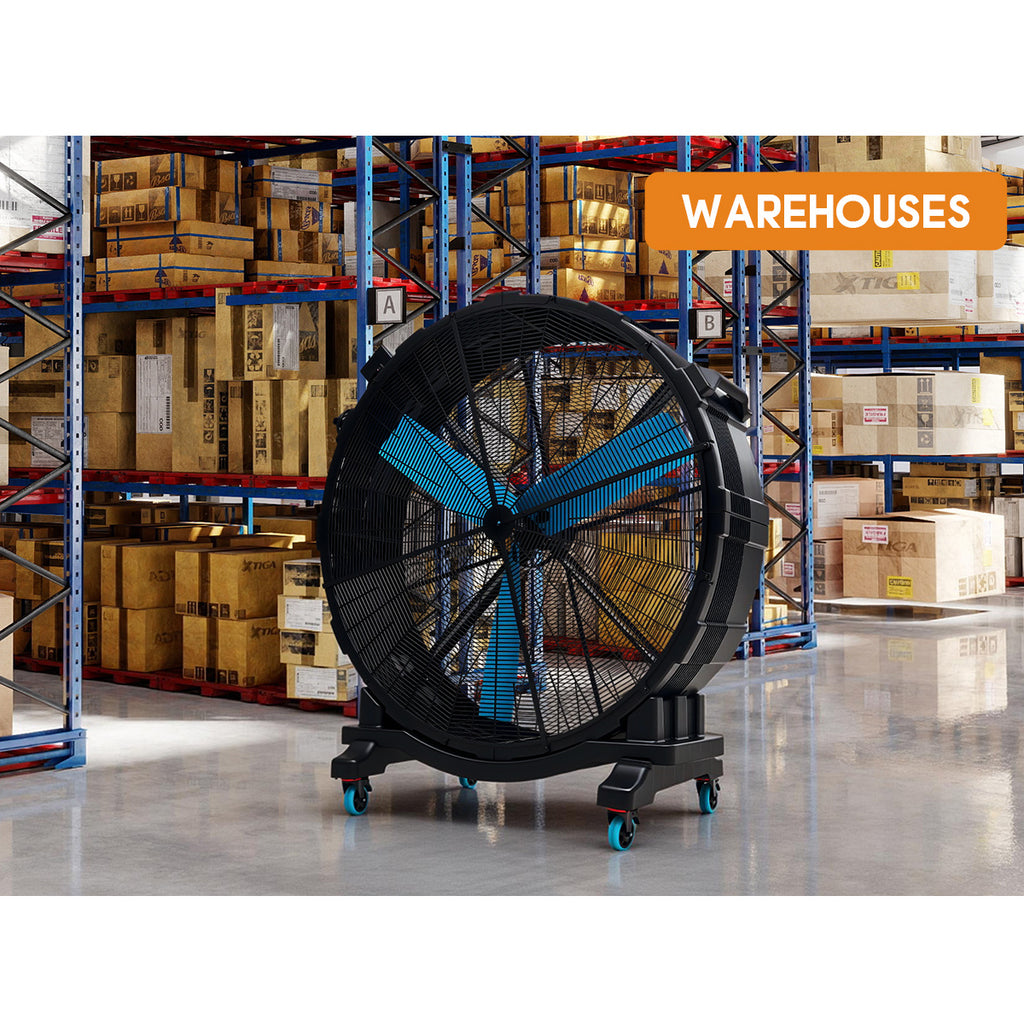 PAPAJET Industrial Drum Fan Mobile High Airflow Floor Fan for Garage Workshop Warehouse