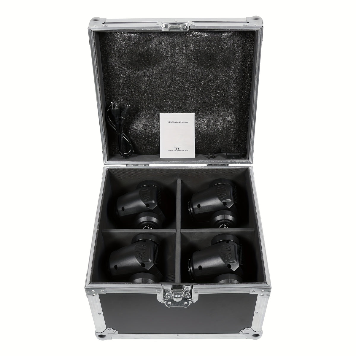 4pcs Wiht Flight Case Moving Head LED DJ Party Light RGBW 8 Pattern Shake Disco Light with Sound Activated Spotlight for Church Wedding Live Show Moving Head Lights
