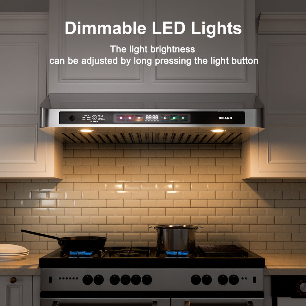 30/36-inch 900 CFM Smart Cabinet Range Hood, Four-speed Wind Control, Voice/gesture/touch Control, Low-noise Design, Stainless Steel + Tempered Glass, Dual Motor Power, Ultra-slim Body, Suitable for Modern Kitchens