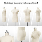 Bonnlo Female Sewing Mannequin, Size 6 Professional Dress Form for Display and Tailor Design, Height Adjustable Torso with Stable Metal Base